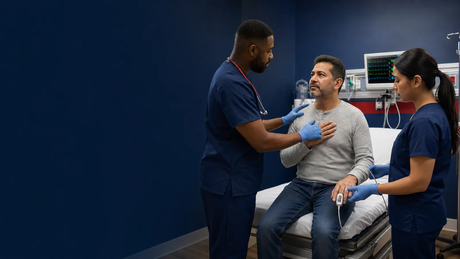 Emergency medical team evaluating a patient with breathing difficulty in Houston